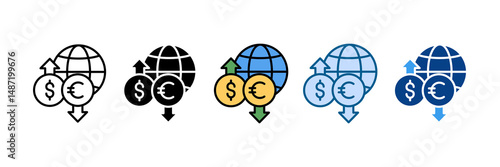 Currency Exchange Icon Set Multiple Style Collection