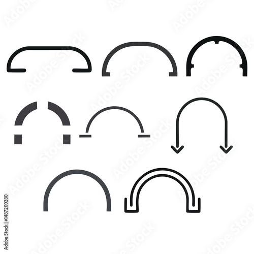 Various arch shapes design elements set vector illustration