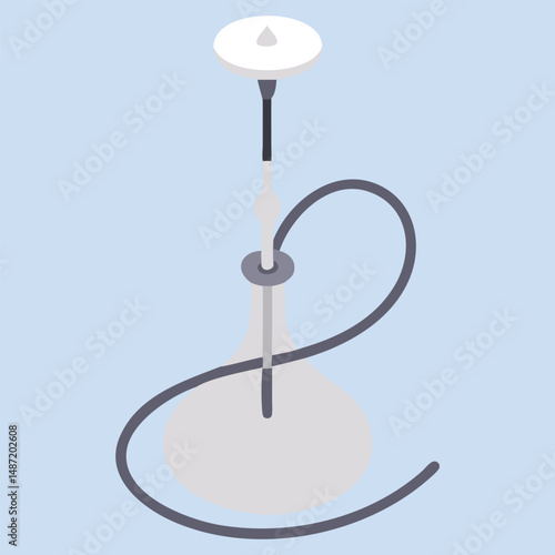 Isometric Hookah Illustration Flat Vector Design Light Blue Background