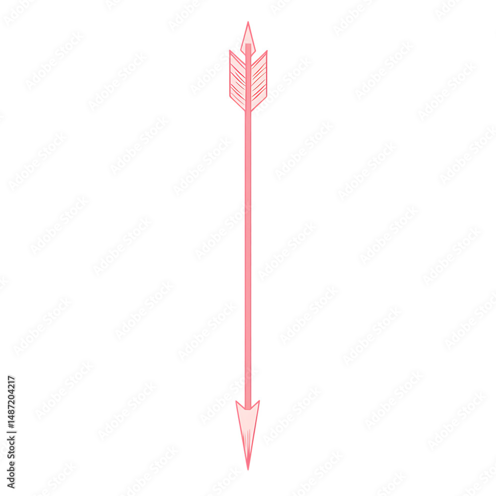Minimalistic Arrow with Precise Lines in Powder Pin Isolated on Transparent Background Minimalistic Arrow with Precise Lines in Powder Pin Isolated on Transparent Background