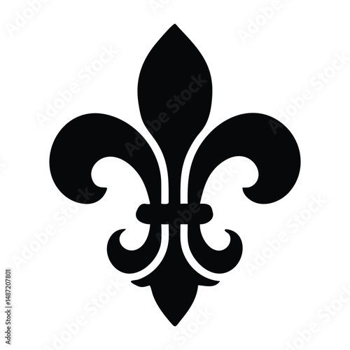 Black Fleurdelis Vector Illustration Classic French Symbol Design