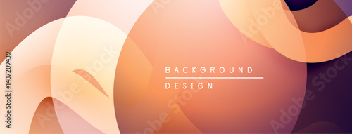 Abstract shapes overlap, creating warm gradient effect. Peach, orange, brown hues dominate composition. Minimalist design suitable backgrounds.