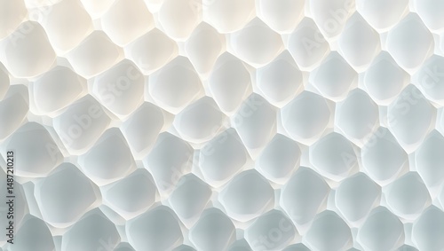 Abstract white cellular texture pattern background with a soft gradient and three-dimensional depth effect