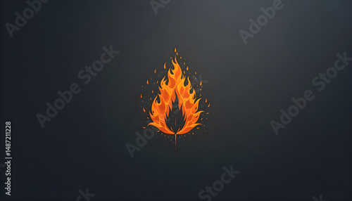 Iconic Holy Spirit Flame on Dark Background - A symbolic flame representing the descent of the Holy Spirit on Pentecost