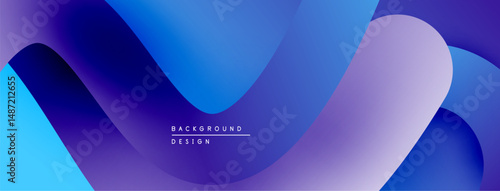 Abstract gradient waves, vibrant blues, purples create modern background. Minimalist design, smooth transitions, dynamic composition.