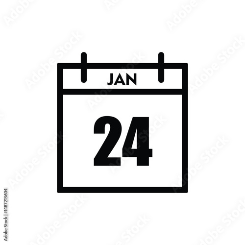 calender icon, 24 january icon with white background
