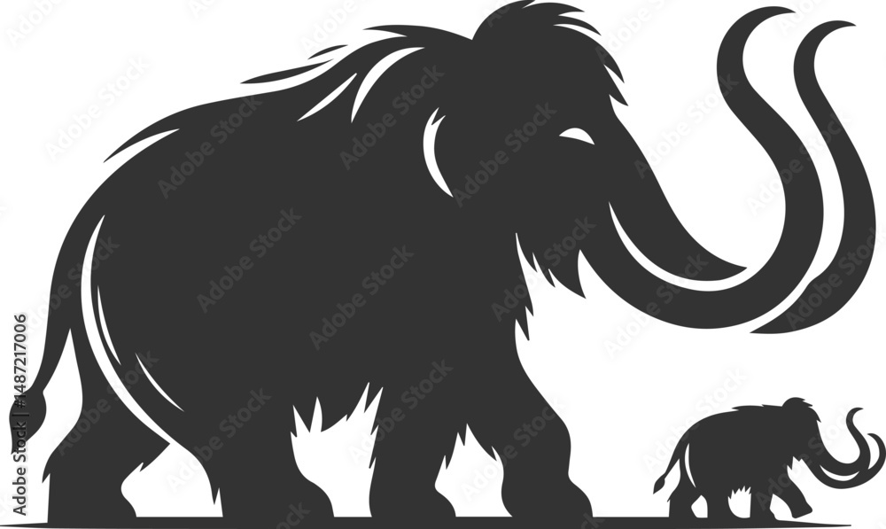 Obraz premium Wild animal silhouette of a mammoth vector