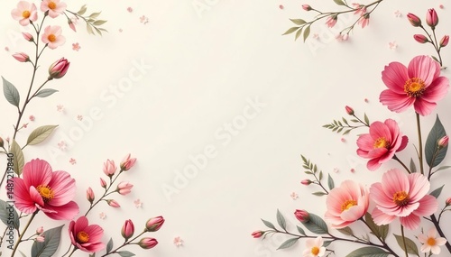 Subtle repeating floral motif, delicate and understated , art, floral, spring