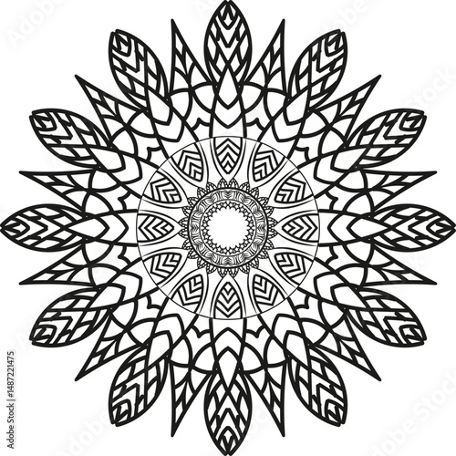 Mandala pattern for coloring on white background, Flower Mandala, Coloring book page, Relaxation traditional ornamental mandala, tatoo mandala.