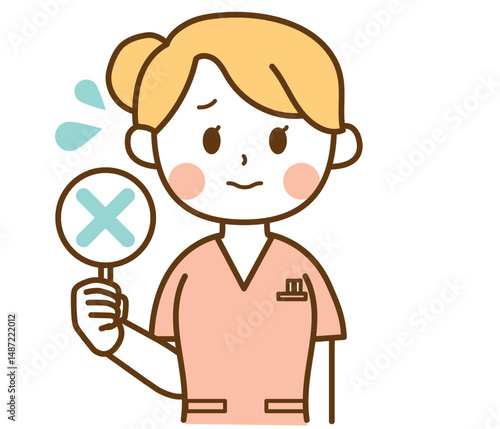 不正解を発表する看護師の女性のイラスト