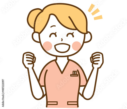 嬉しそうにしている看護師の女性のイラスト