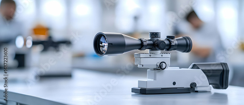Modern Black And Gray Precision Optical Instrument In Laboratory Setting