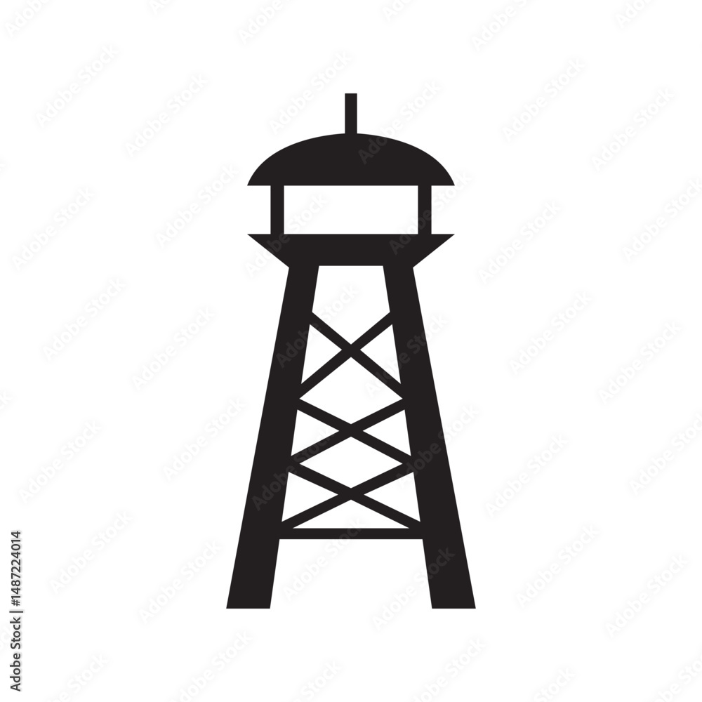 Naklejka premium Vector illustration of a searchlight tower silhouette