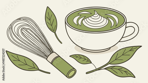 Matcha Moments – Illustrated Green Tea & Whisk Art Collection
