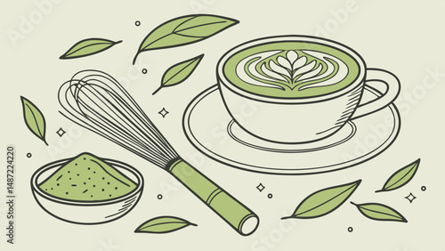 Matcha Moments – Illustrated Green Tea & Whisk Art Collection
