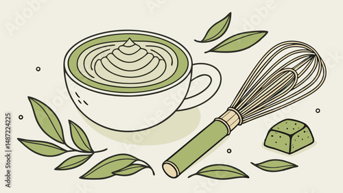 Matcha Moments – Illustrated Green Tea & Whisk Art Collection