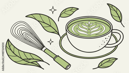Matcha Moments – Illustrated Green Tea & Whisk Art Collection
