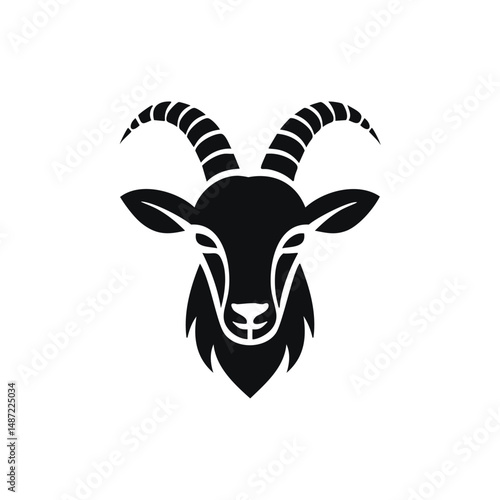 Majestic goat head silhouette strong horns animal