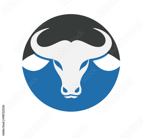 Majestic buffalo head in circle logo design