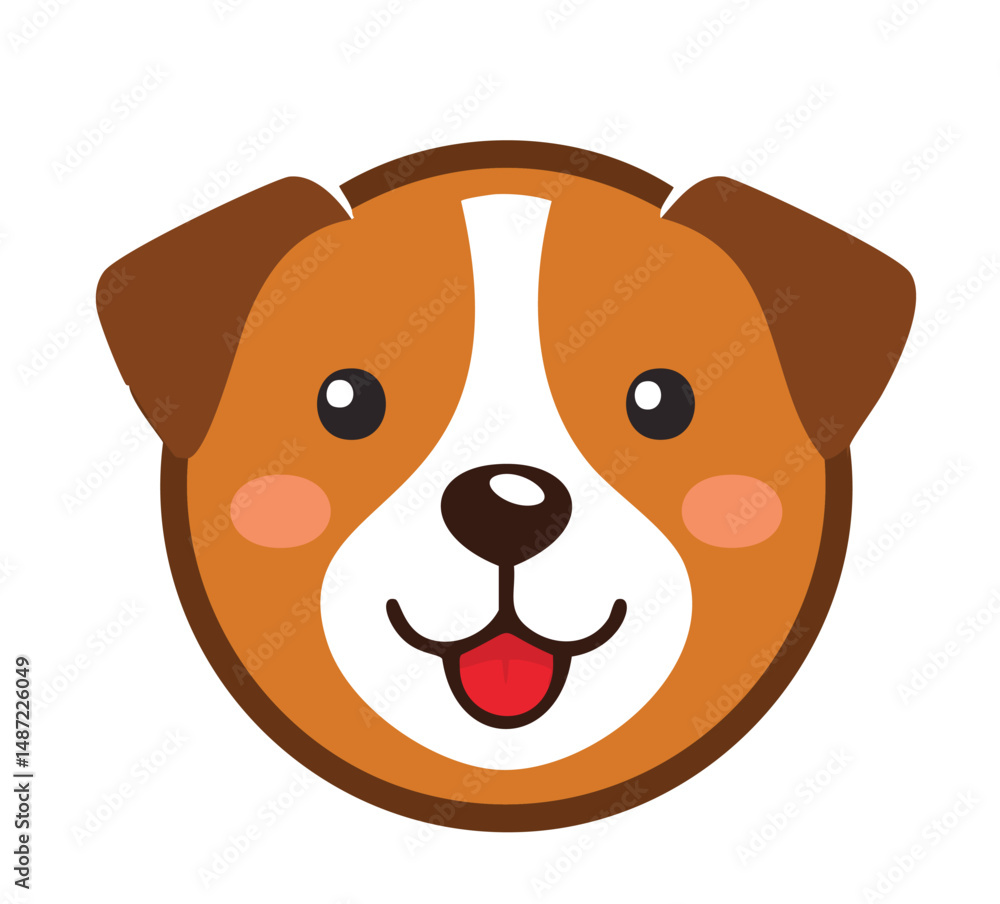 Fototapeta premium Adorable cartoon dog face happy puppy pet