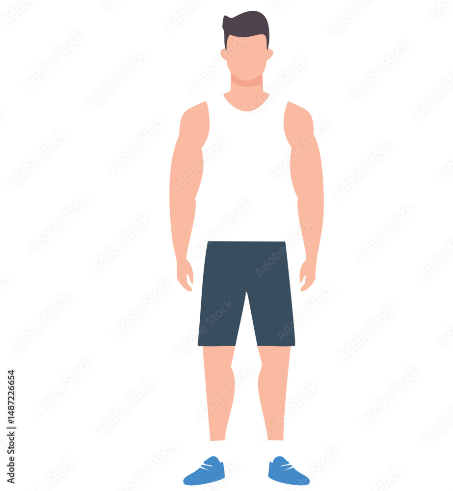 Fototapeta premium Muscular man in white tank top and shorts