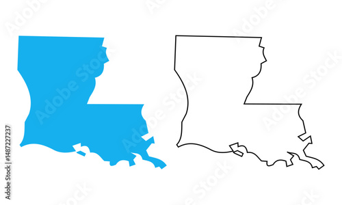 map of the U.S. state of louisiana. Blue silhouette and outline isolated on white background