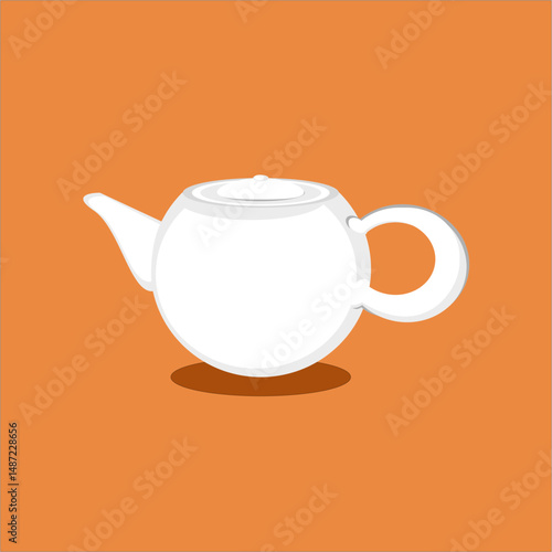 Illustration of a beautiful white ceramic teapot.