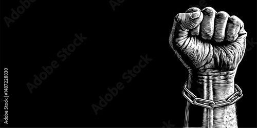 The raised fist is often associated with resistance against injustice and the fight for freedom, the power of the people to resist oppression, which is a core value of democracy.