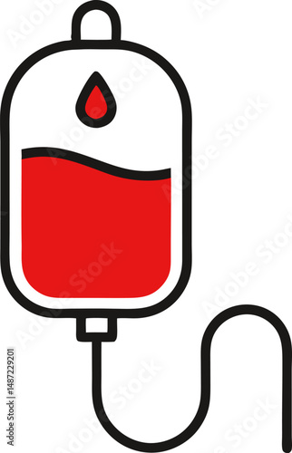 Blood Bottle Flat Lineal Icon with Editable Stroke