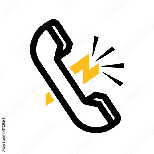 Black phone with yellow lightning bolt in outline style