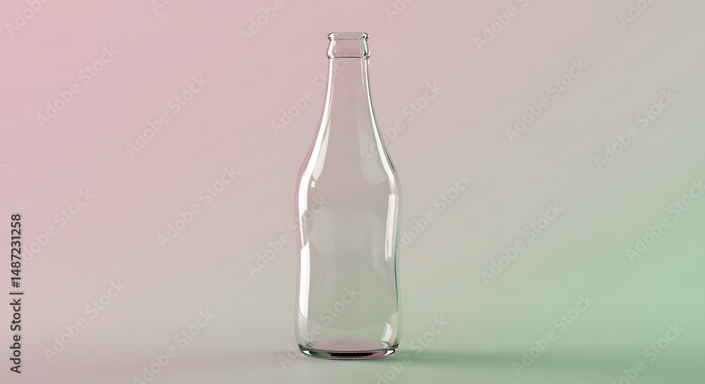 Fototapeta premium Empty Glass Bottle on Gradient Background Product Photography