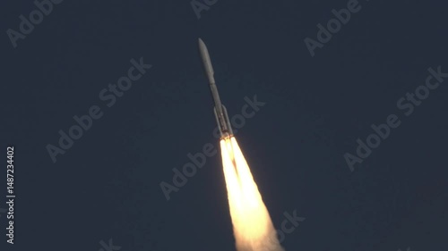 A rocket racing toward space through the atmosphere. 4k
