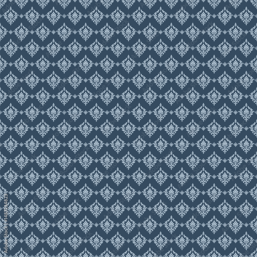 Fabric pattern, wallpaper, floral pattern, seamless, blue-blue Fabric pattern, wallpaper, floral pattern, seamless, blue-blue