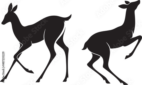 Silhouettes of two deer baby