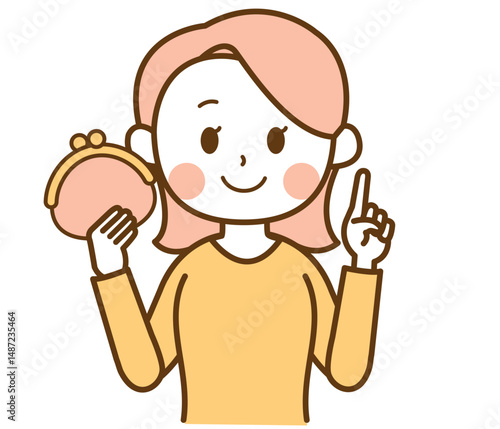 お財布を持っている女性のイラスト