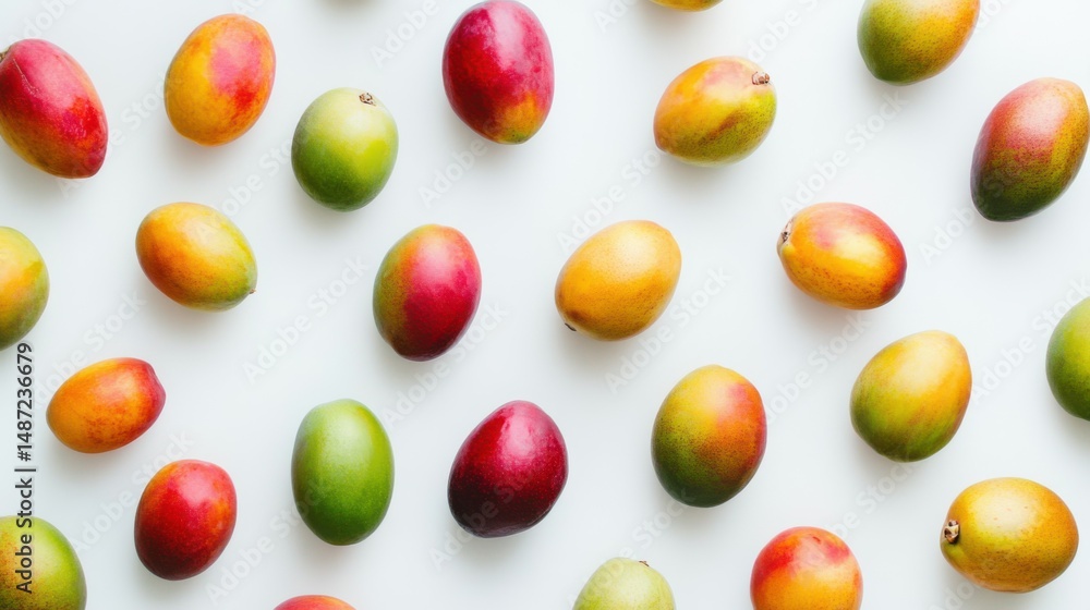 Fresh mango, colorful skin, white isolated background Fresh mango, colorful skin, white isolated background