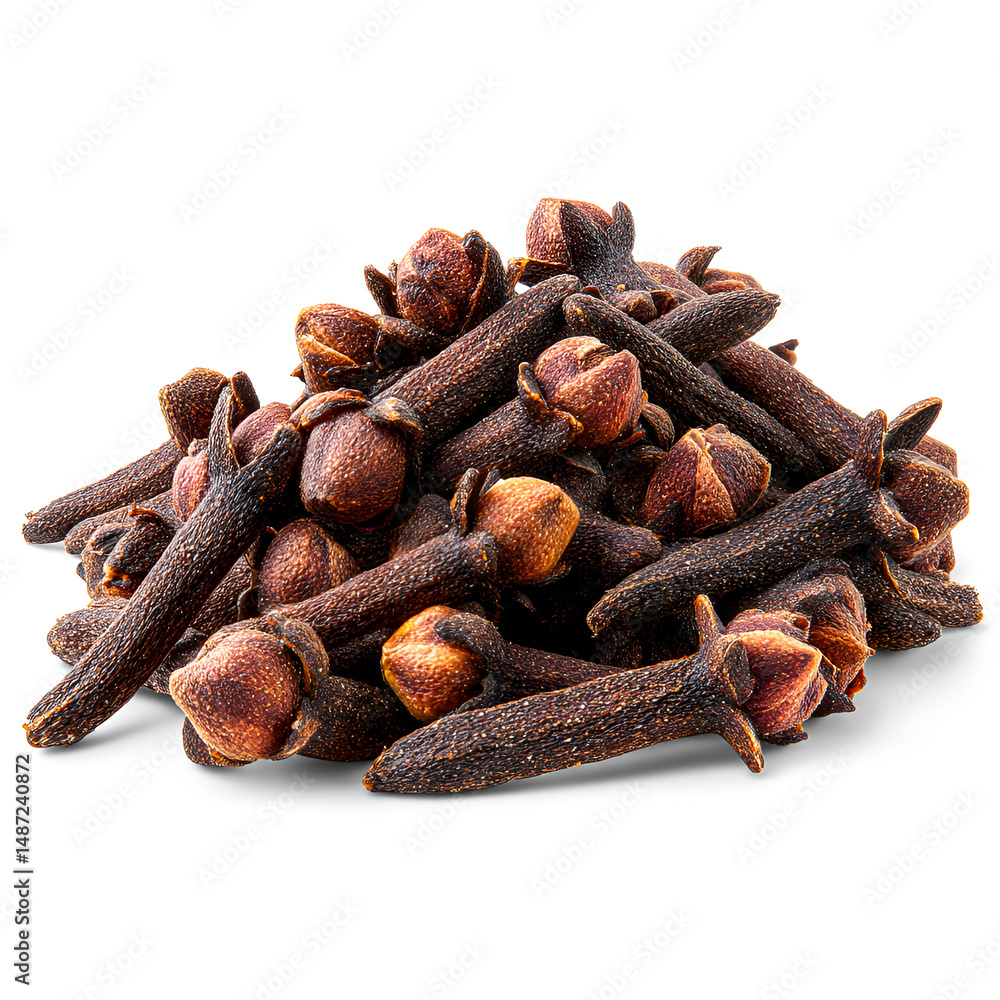 Fototapeta premium Aromatic Cloves Spice Pile Closeup View,