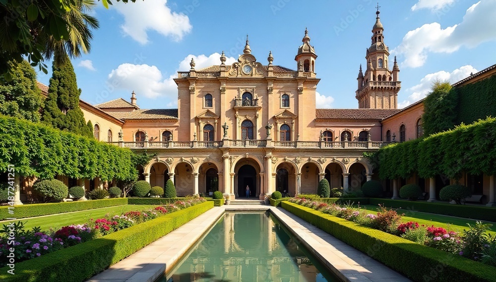 Obraz premium Seville's Alc?zar palace, intricate details, lush gardens , building, travel