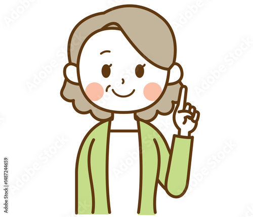 ポイントを説明しているおばさん、おばあさん、高齢女性のイラスト