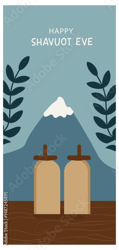 Serene Happy Shavuot Eve Illustration with Candles and Foliage-02