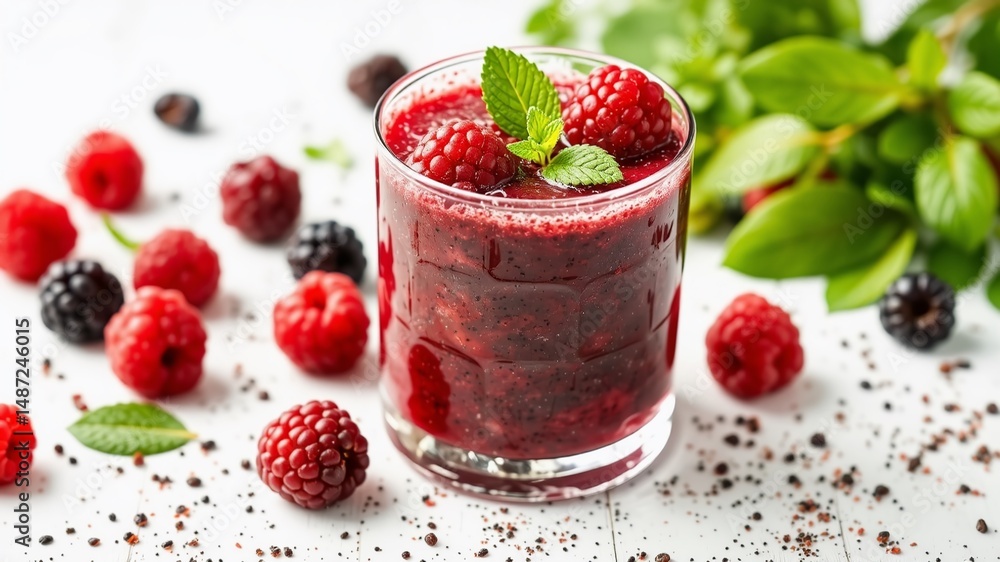 Healthy Smoothie with Raspberries, Blackberries, and Mint Healthy Smoothie with Raspberries, Blackberries, and Mint