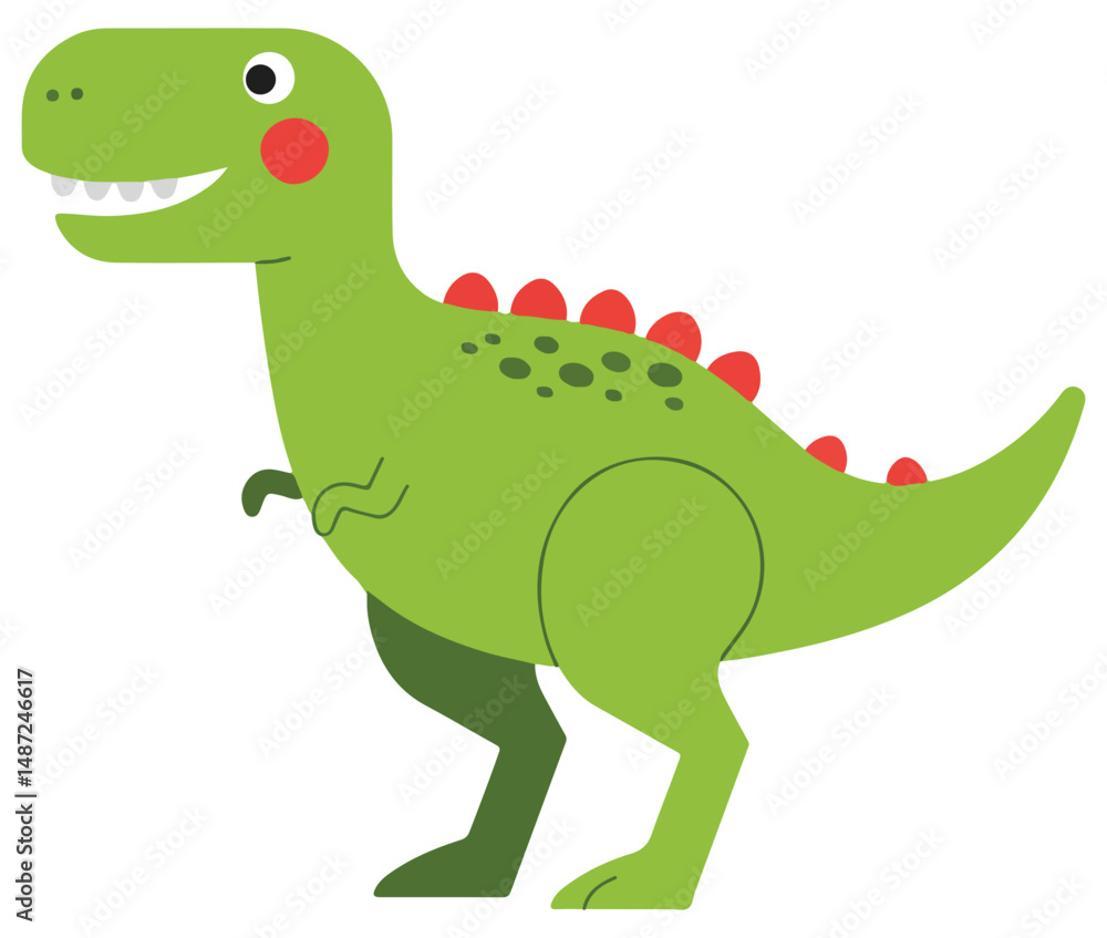 Fototapeta premium Dinosaur T-Rex isolated on a white background. Cartoon icon for package design. Vector illustration of tropical fruits in flat style