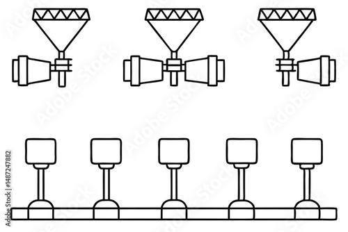 Floodlights Brighten Night Line art