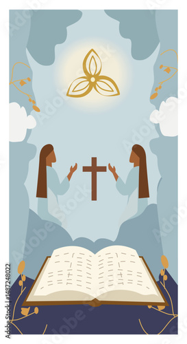 Trinity Sunday Christian Theology Vector Illustration Set-02