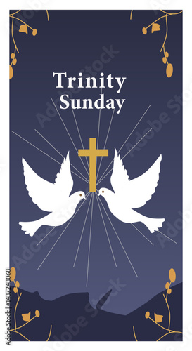 Trinity Sunday Christian Theology Vector Illustration Set-03