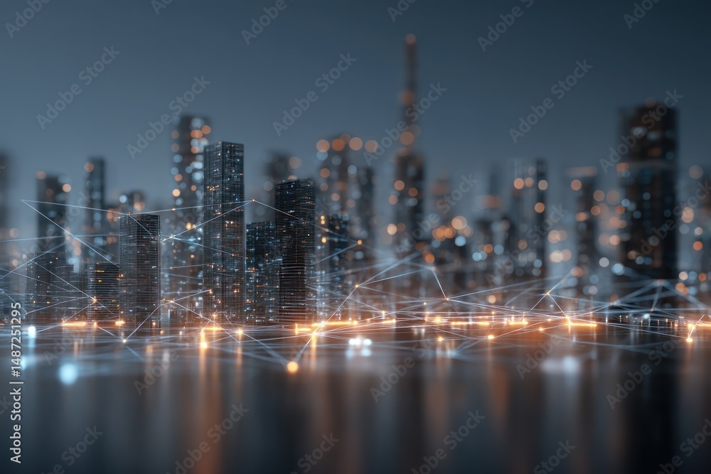 Fototapeta premium Connected city at night