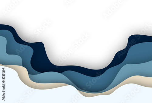 Abstract Wavy Papercut Border Background | Editorial Paper Cutout Design