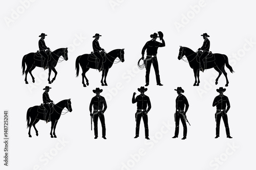 Rodeo Cowboy Silhouette Vector with Classic Style