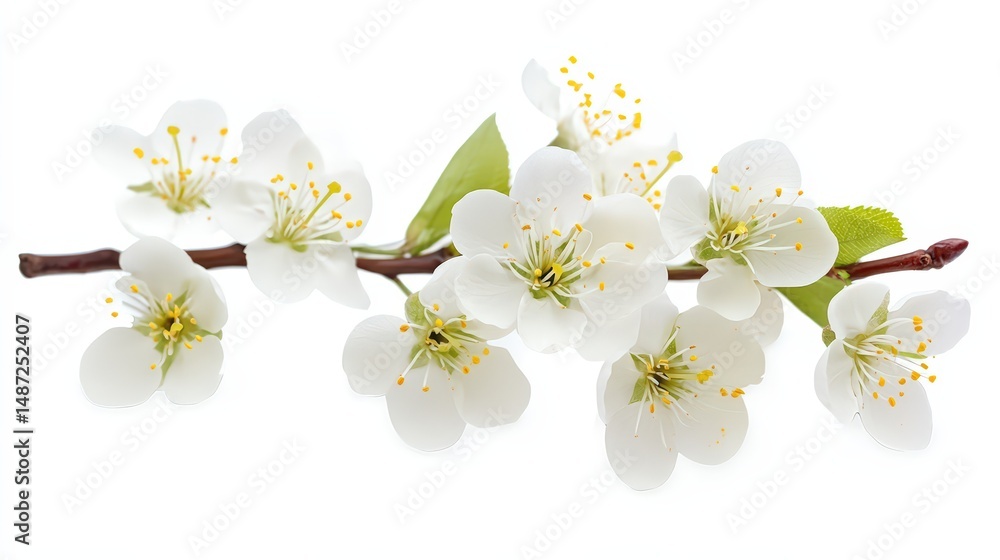 Obraz premium Delicate blossoms of springtime: a branch of pure white cherry flowers