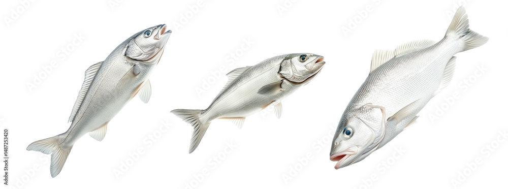 Set of Haddock fish isolated on white transparent background, concept of marine life. Set of Haddock fish isolated on white transparent background, concept of marine life.